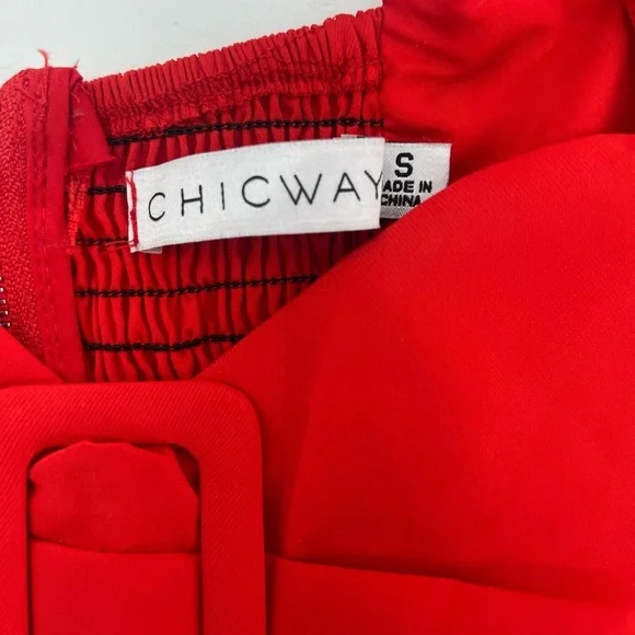 Chicways red matching pants set with crop top and wide leg trousers size s small - Picture 8 of 11